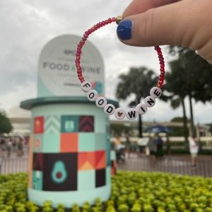 Food & Wine Custom Handmade Beaded Stretch Bracelet